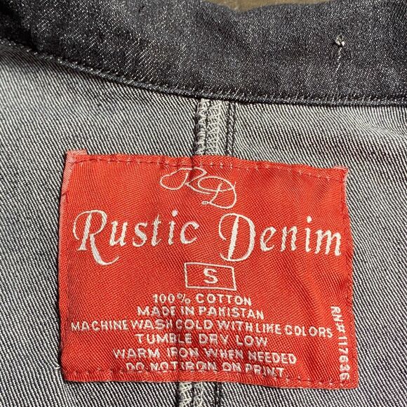 RUSTIC DENIM 100% Cotton Glittered Semi Distressed Women's Denim Jacket -SMALL - Picture 12 of 13